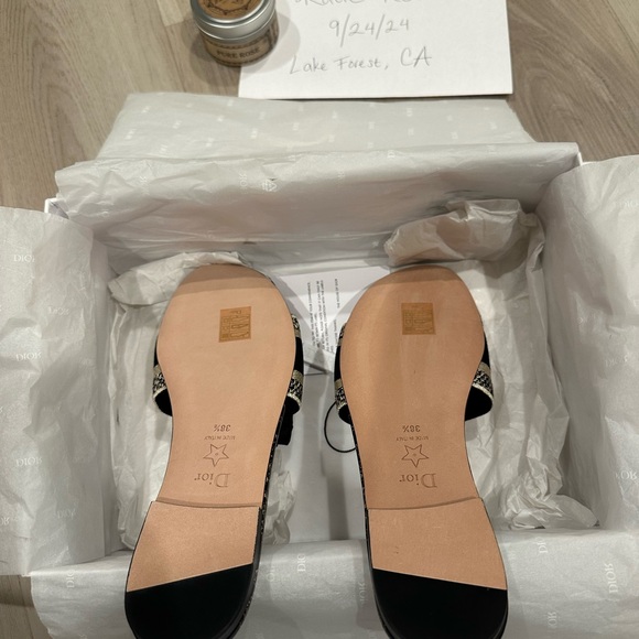 Christian Dior dway slide Size: 38.5 Color: black and gold - Picture 4 of 6